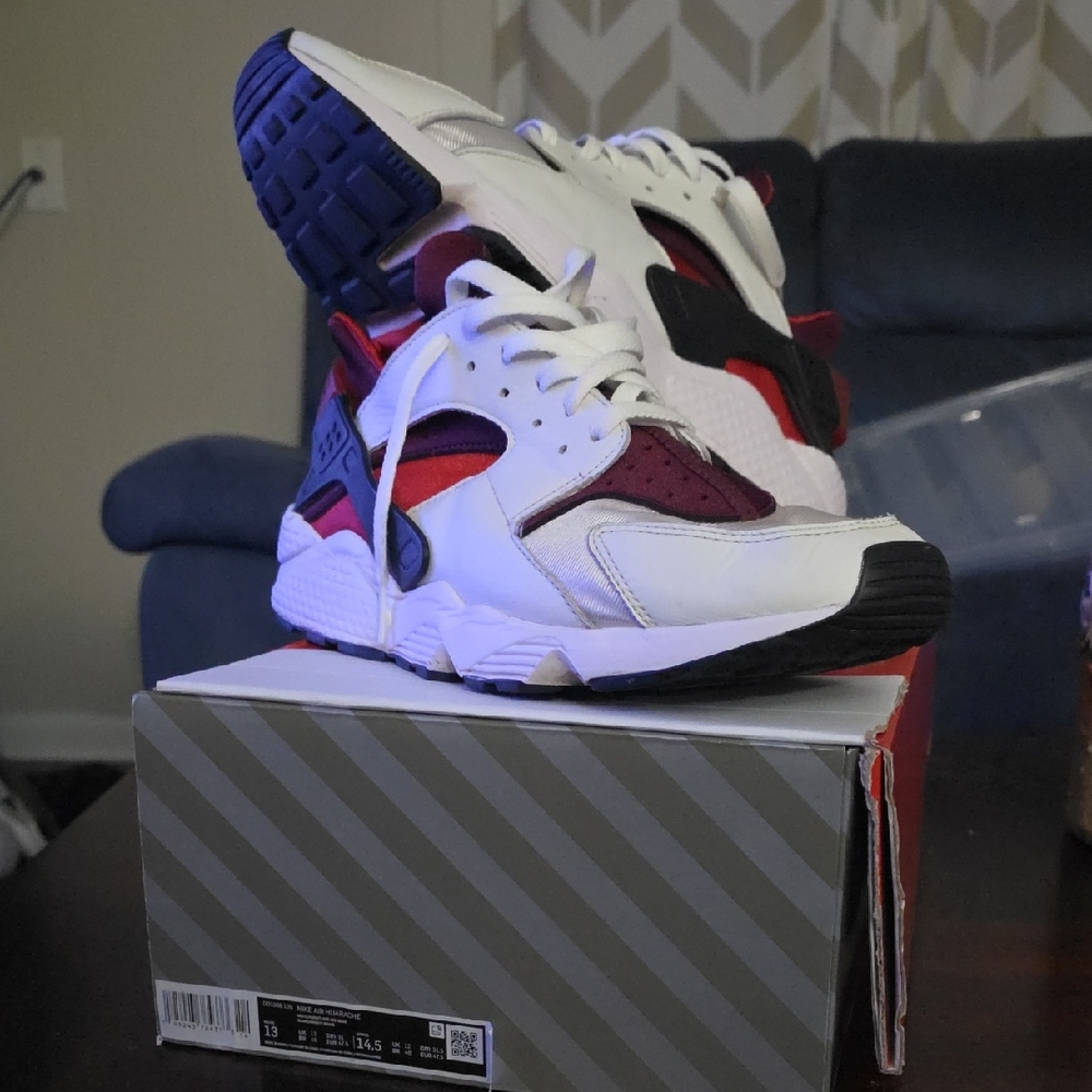 Men's White and Red Athletic Shoes